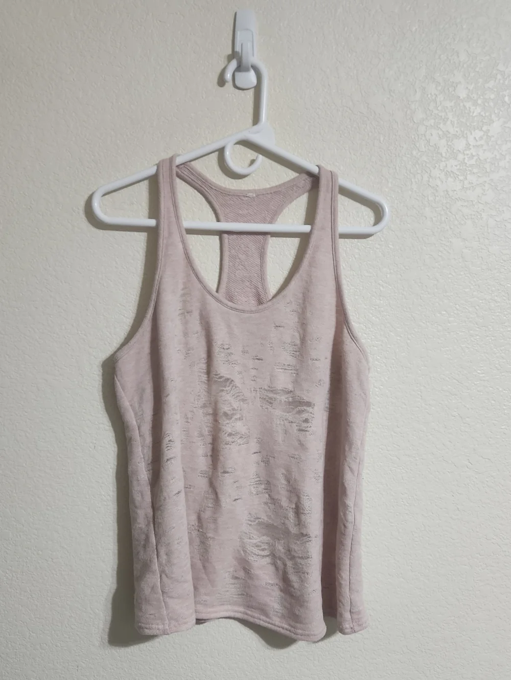 ALO Yoga Pure Tank Top Powder Pink Distressed Size Large Approx